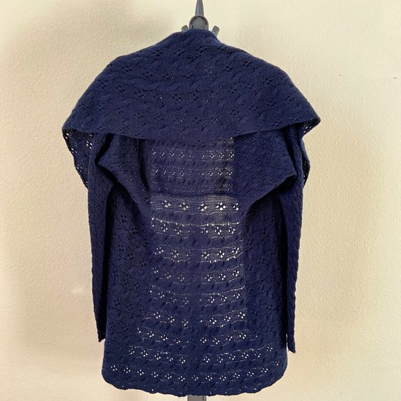 Dark Blue Light Weight Wool Knit Cardigan - Picture 2 of 4